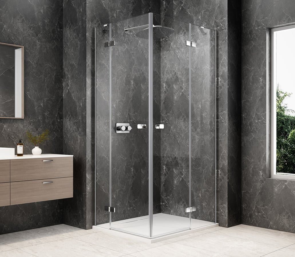 GLOBE CHROME prostokątna kabina prysznicowa 1000x800mm, wejście z rogu, szkło czyste