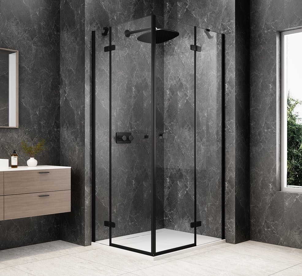 GLOBE BLACK prostokątna kabina prysznicowa 1100x1000mm, wejście z rogu, szkło czyste