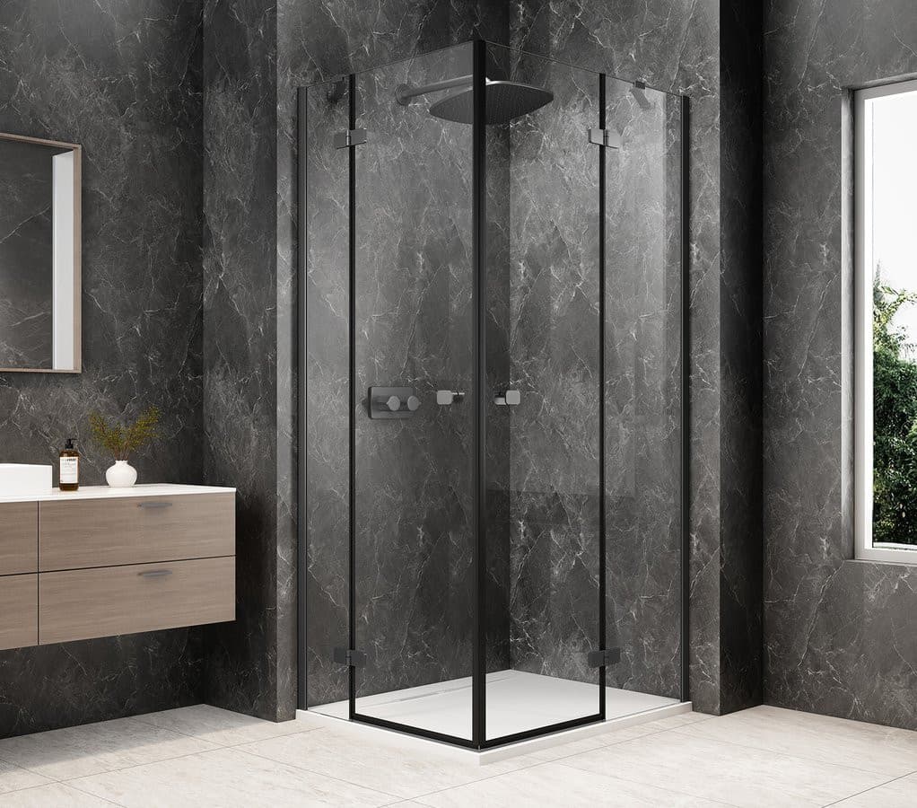 GLOBE GUN METAL prostokątna kabina prysznicowa 1200x800mm, wejście z rogu, szkło czyste