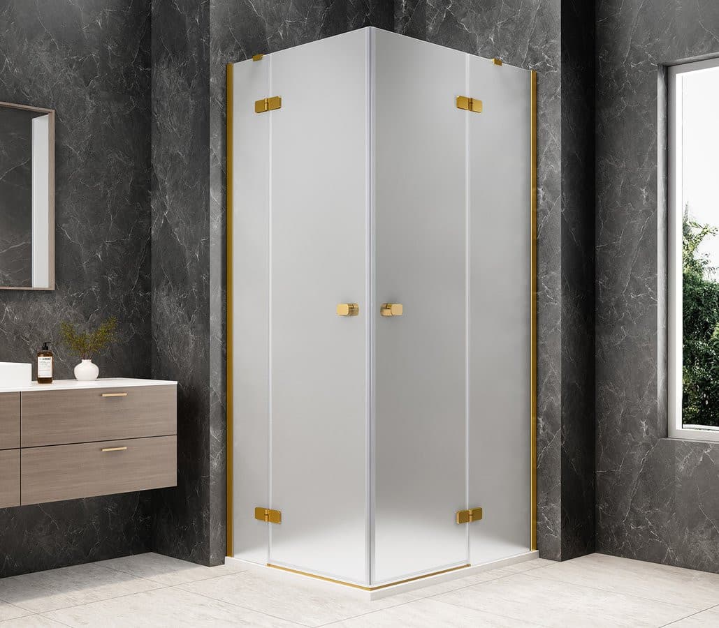 GLOBE GOLD MATT prostokątna kabina prysznicowa 1000x800mm, wejście z rogu, szkło matowe