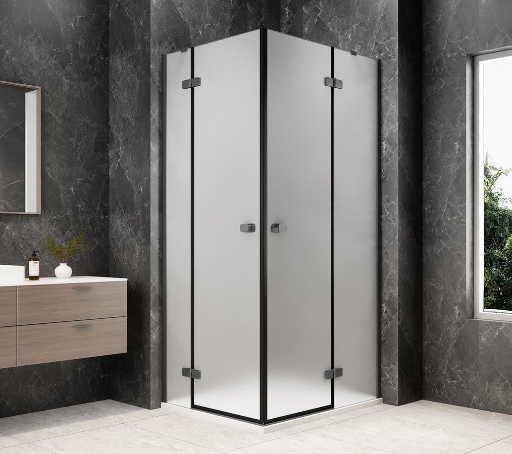 GLOBE GUN METAL prostokątna kabina prysznicowa 1100x1000mm, wejście z rogu, szkło matowe