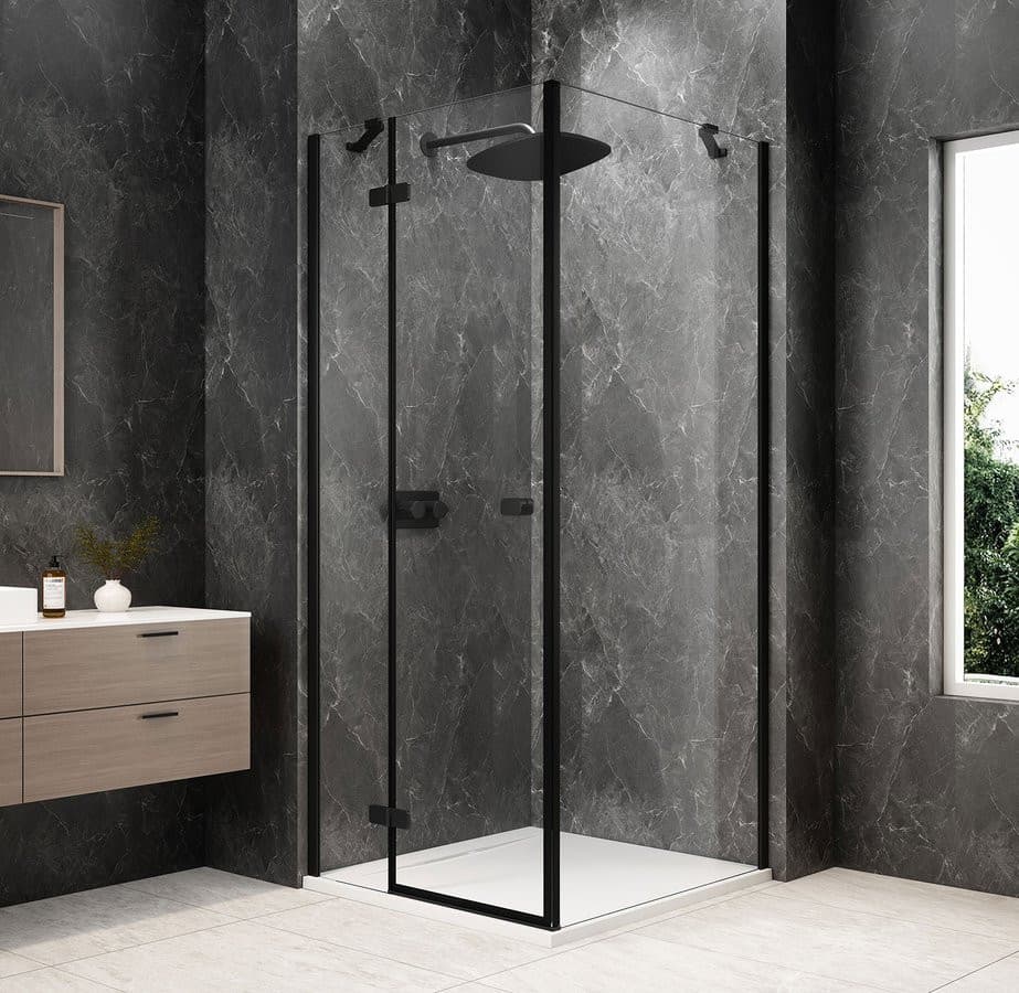 GLOBE BLACK kwadratowa kabina prysznicowa 800x800mm, szkło czyste, lewe