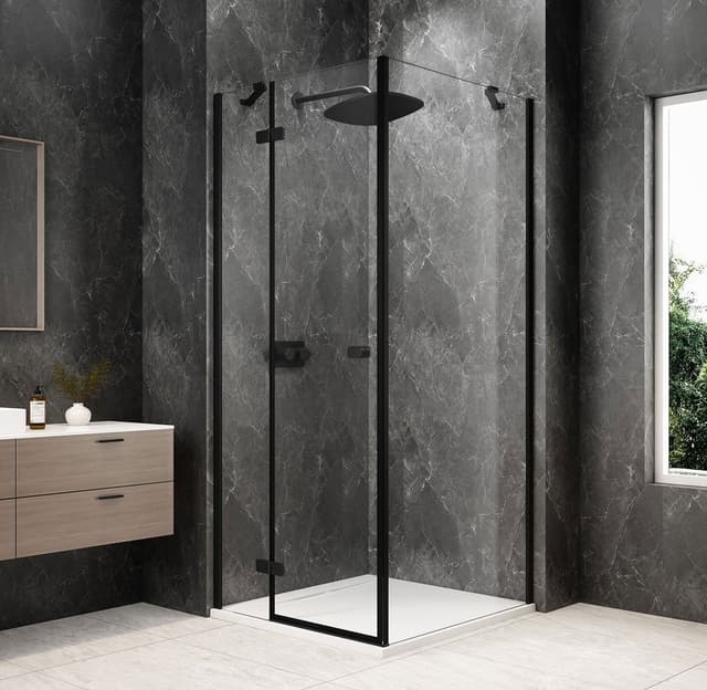 GLOBE BLACK kwadratowa kabina prysznicowa 800x800mm, szkło czyste, lewe