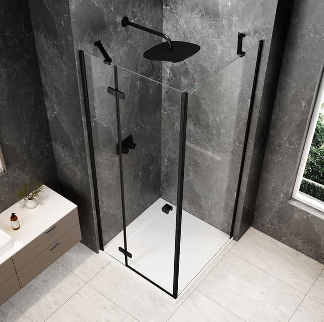 GLOBE BLACK kwadratowa kabina prysznicowa 800x800mm, szkło czyste, lewe