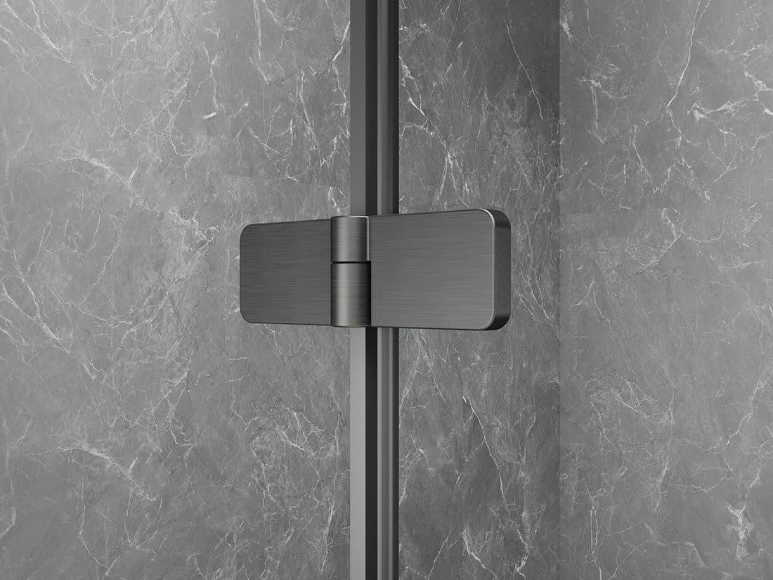 GLOBE GUN METAL kwadratowa kabina prysznicowa 800x800mm, szkło czyste, prawe