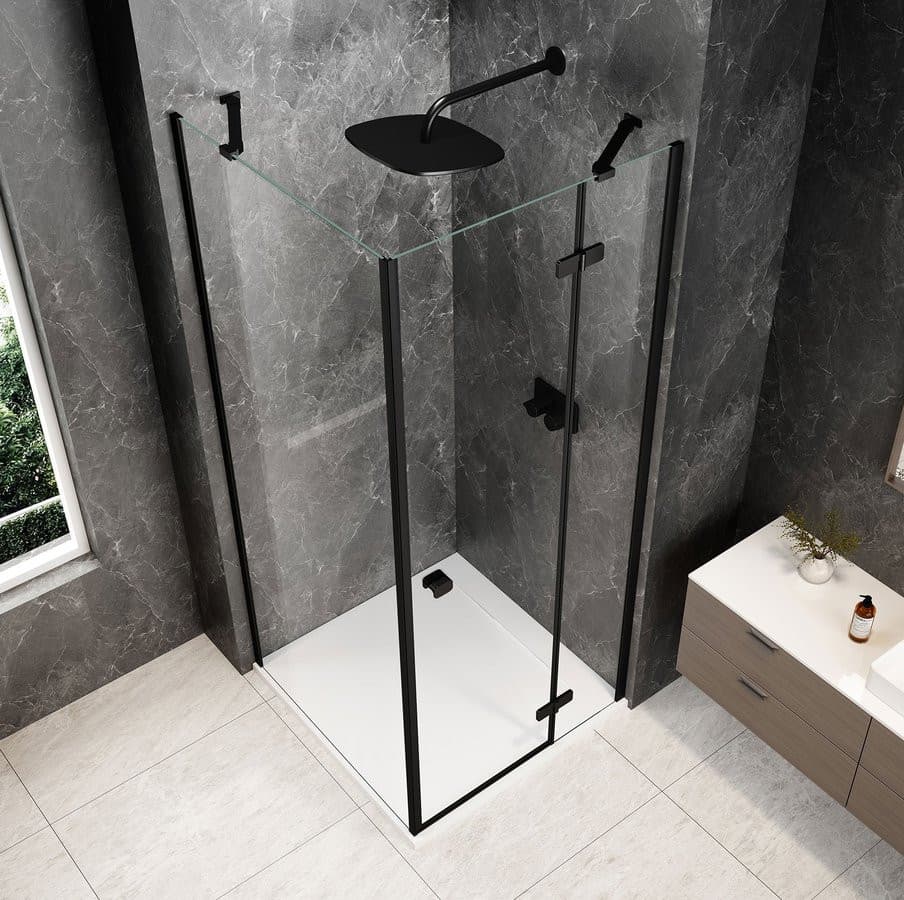 GLOBE BLACK kwadratowa kabina prysznicowa 1000x1000mm, szkło czyste, prawe