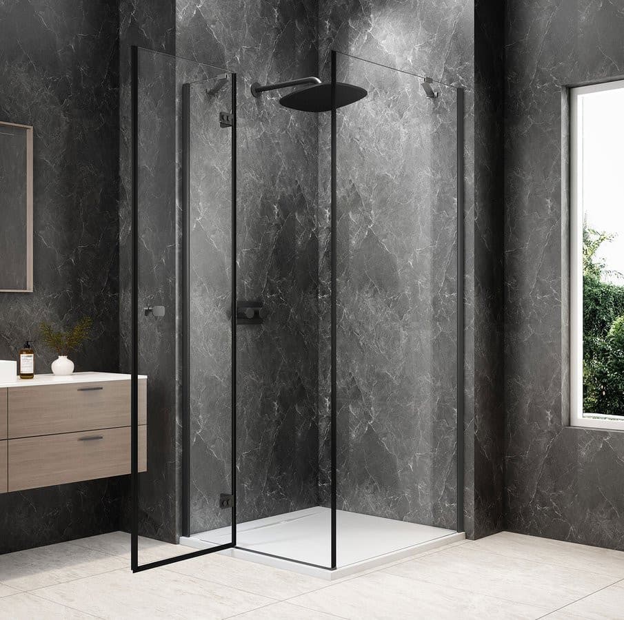GLOBE GUN METAL kwadratowa kabina prysznicowa 1000x1000mm, szkło czyste, lewe