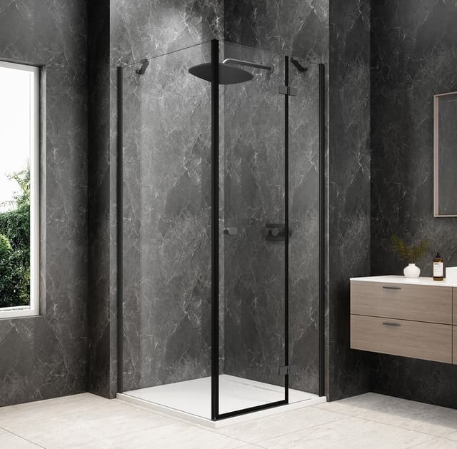GLOBE GUN METAL kwadratowa kabina prysznicowa 1000x1000mm, szkło czyste, prawe