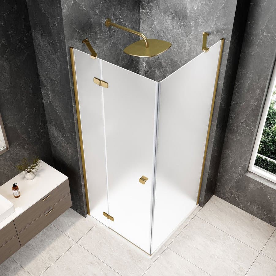 GLOBE GOLD MATT kwadratowa kabina prysznicowa 800x800mm, szkło matowe, lewe
