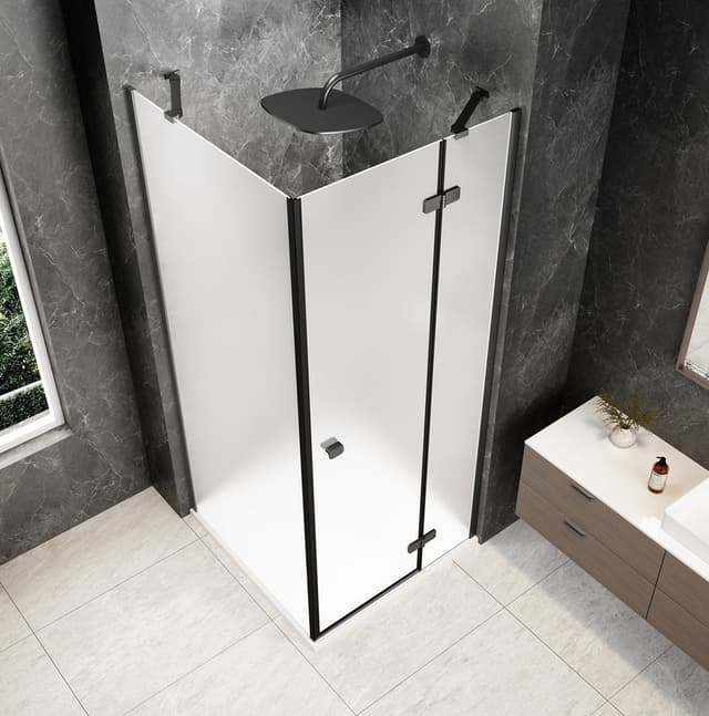 GLOBE GUN METAL kwadratowa kabina prysznicowa 800x800mm, szkło matowe, prawe