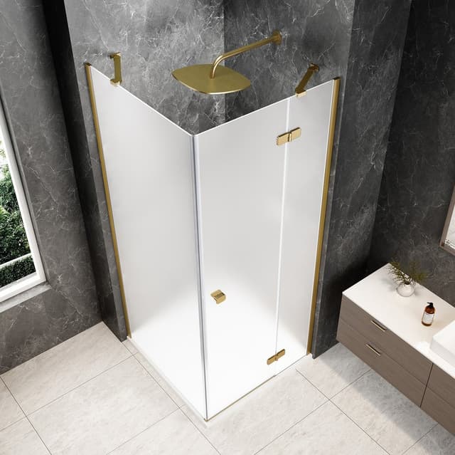 GLOBE GOLD MATT kwadratowa kabina prysznicowa 1000x1000mm, szkło matowe, prawe