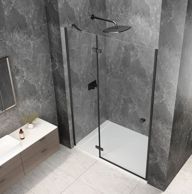 GLOBE BLACK drzwi prysznicowe do wnęki 1100mm, szkło czyste, lewe