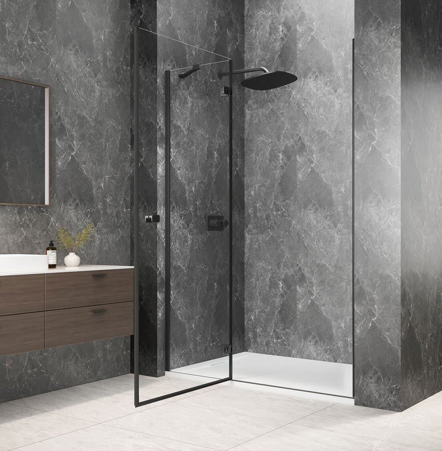 GLOBE GUN METAL drzwi prysznicowe do wnęki 1100mm, szkło czyste, lewe