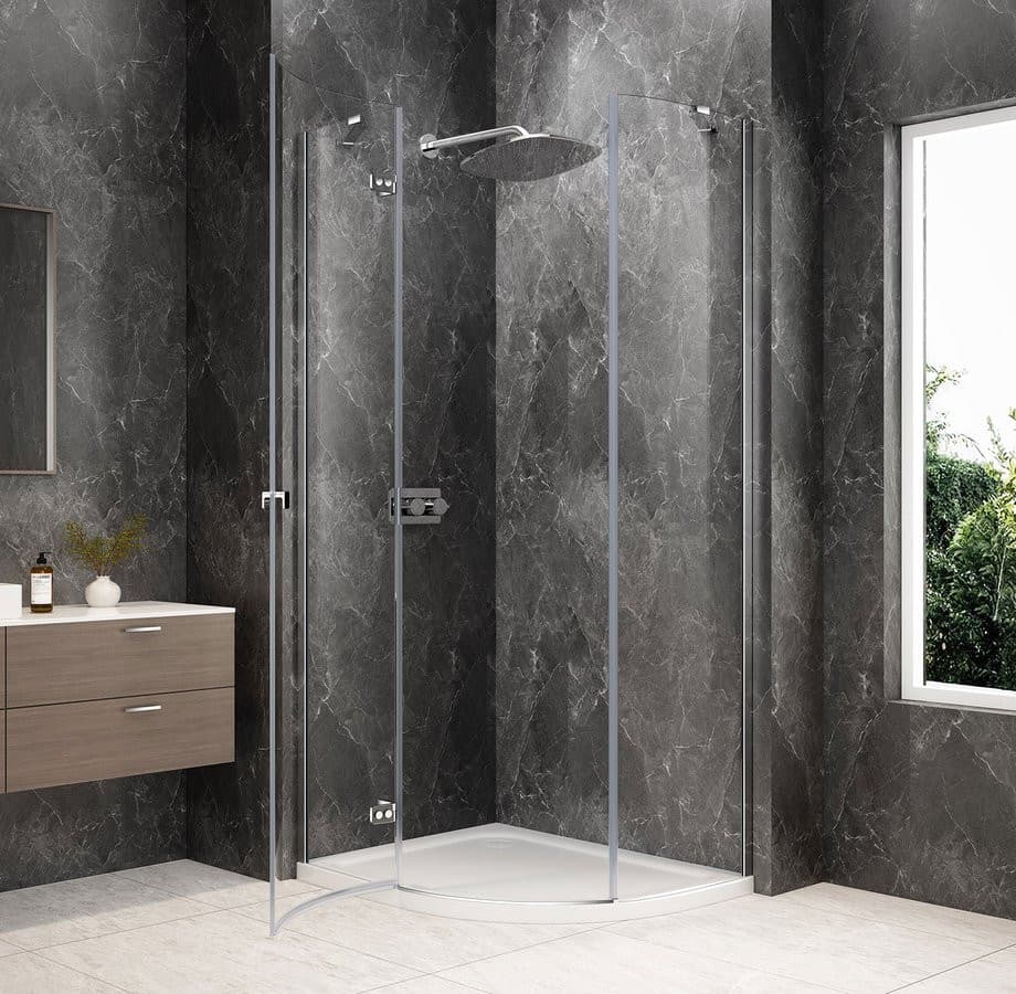 GLOBE CHROME kabina prysznicowa półokrągła 900x800mm, szkło czyste, lewe