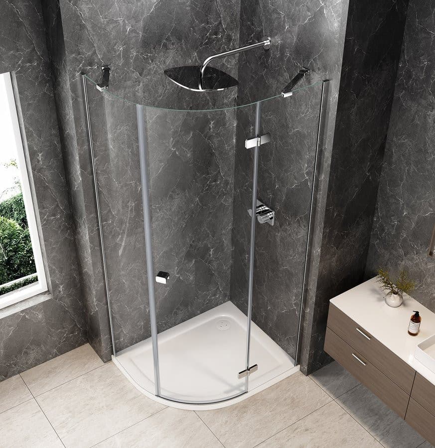 GLOBE CHROME kabina prysznicowa półokrągła 900x800mm, szkło czyste, prawe