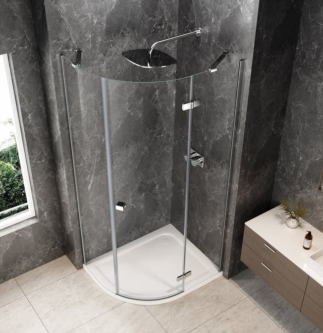 GLOBE CHROME kabina prysznicowa półokrągła 900x800mm, szkło czyste, prawe