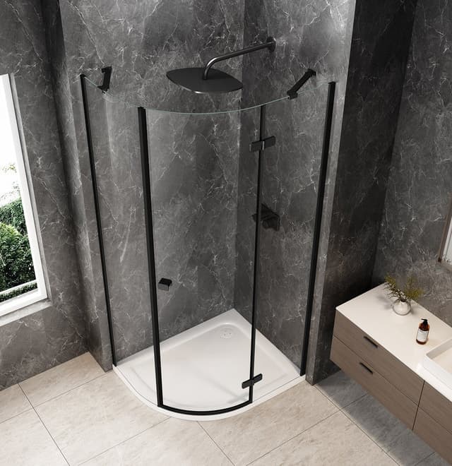 GLOBE BLACK kabina prysznicowa półokrągła 900x800mm, szkło czyste, prawe
