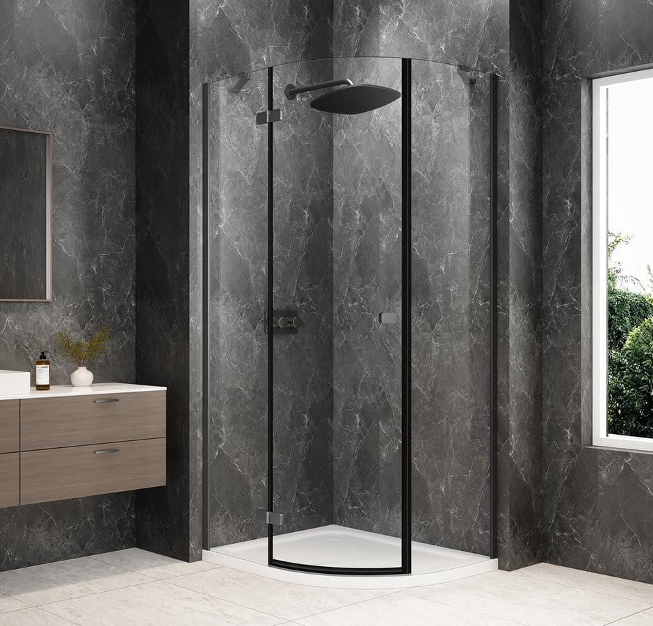 GLOBE GUN METAL kabina prysznicowa półokrągła 900x800mm, szkło czyste, lewe