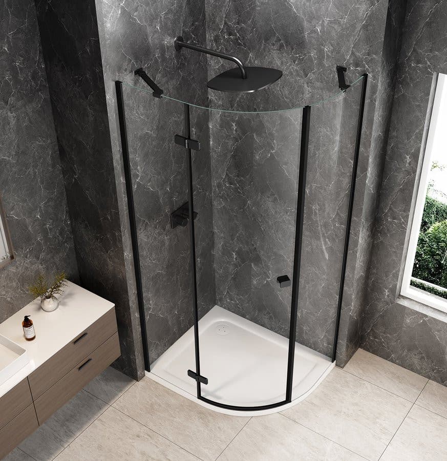 GLOBE BLACK kabina prysznicowa półokrągła 1000x800mm, szkło czyste, lewe
