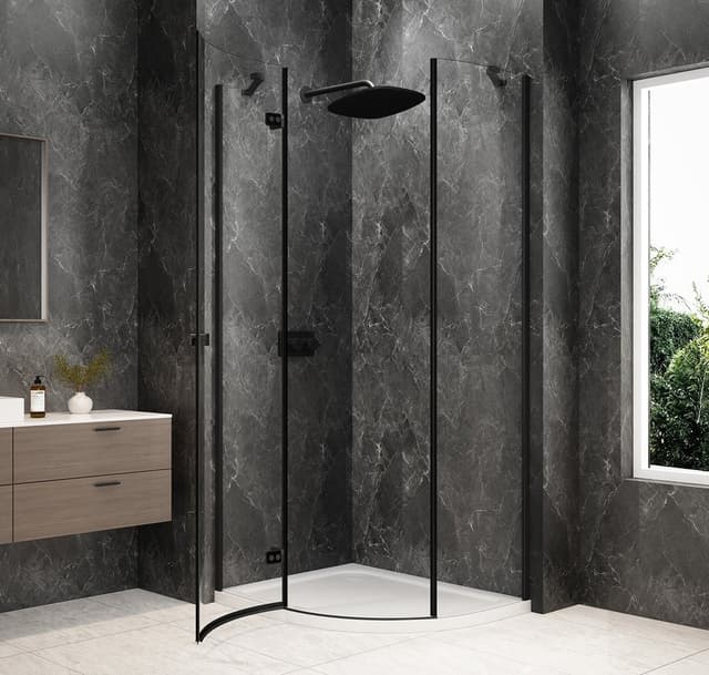 GLOBE BLACK kabina prysznicowa półokrągła 1000x800mm, szkło czyste, lewe