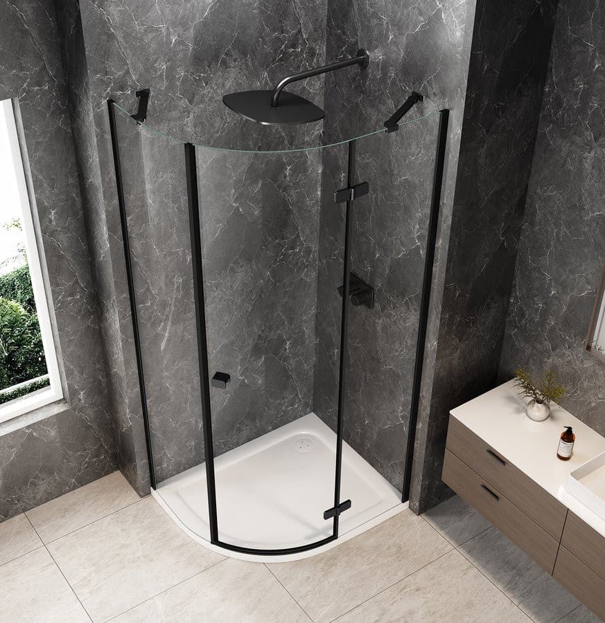 GLOBE BLACK kabina prysznicowa półokrągła 1000x800mm, szkło czyste, prawe