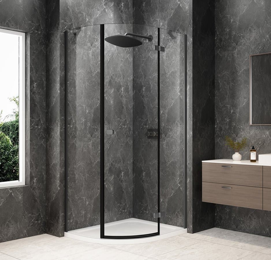 GLOBE GUN METAL kabina prysznicowa półokrągła 1000x800mm, szkło czyste, prawe