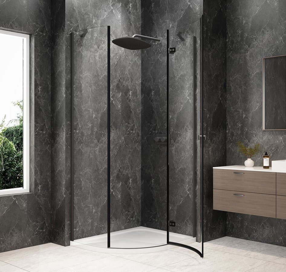 GLOBE GUN METAL kabina prysznicowa półokrągła 1000x800mm, szkło czyste, prawe