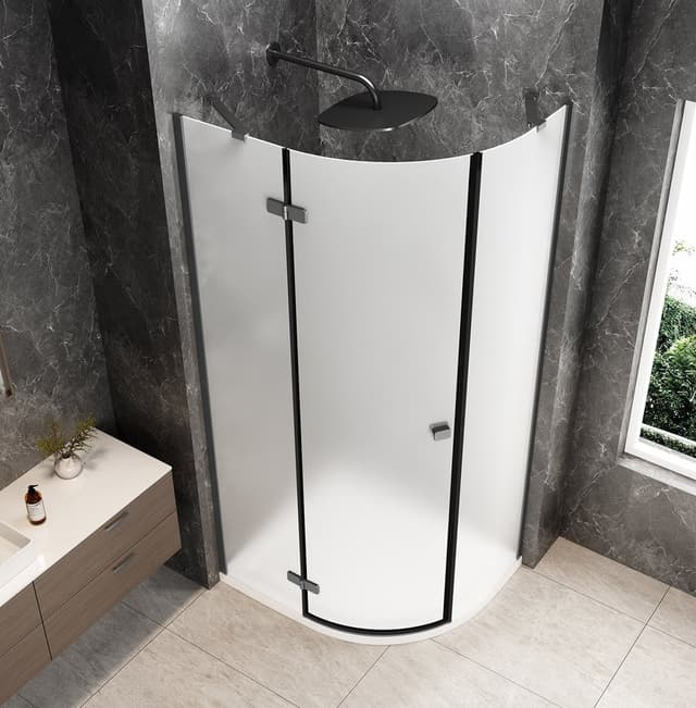GLOBE GUN METAL kabina prysznicowa półokrągła 1000x800mm, szkło matowe, lewe