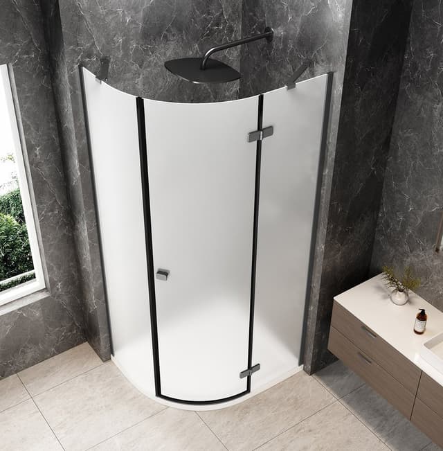 GLOBE GUN METAL kabina prysznicowa półokrągła 1000x800mm, szkło matowe, prawe