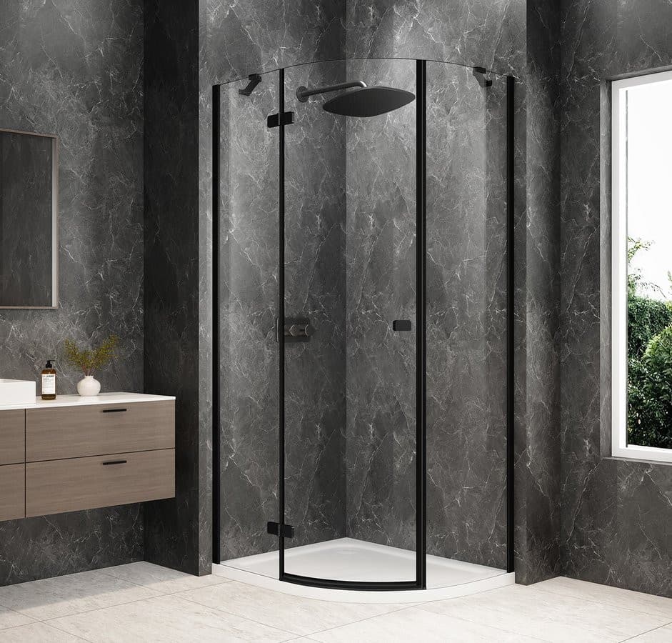 GLOBE BLACK kabina prysznicowa półokrągła 1000x900mm, szkło czyste, lewe
