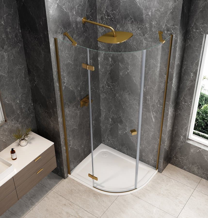GLOBE GOLD MATT kabina prysznicowa półokrągła 1000x900mm, szkło czyste, lewe