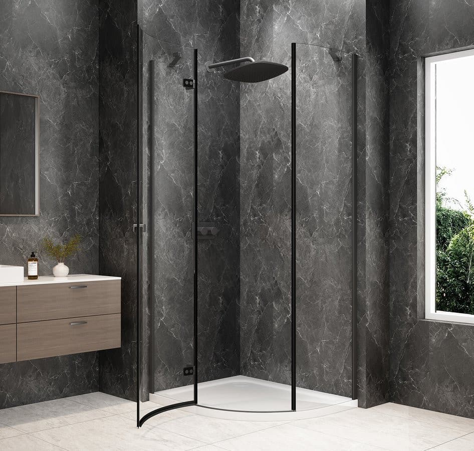 GLOBE GUN METAL kabina prysznicowa półokrągła 1000x900mm, szkło czyste, lewe