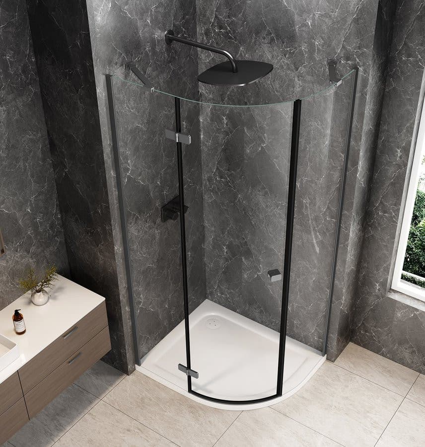GLOBE GUN METAL kabina prysznicowa półokrągła 1000x900mm, szkło czyste, lewe