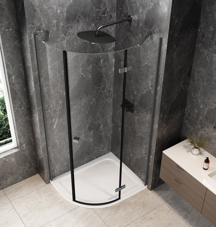 GLOBE GUN METAL kabina prysznicowa półokrągła 1000x900mm, szkło czyste, prawe