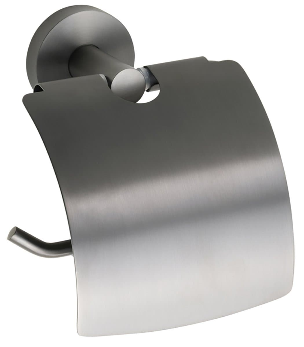 X-ROUND GUN METAL wieszak na papier toaletowy, z klapką, gun metal