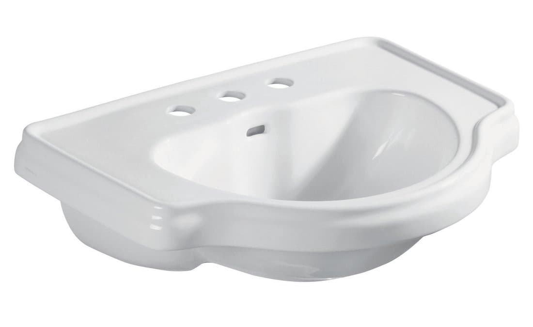 RETRO umywalka ceramiczna 62x45,5cm, wpuszczana w blat, 3 otwory na baterię, biały