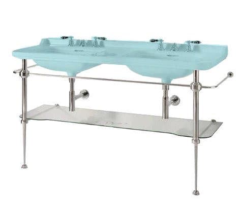 WALDORF podpora podwójnej umywalki 150 cm z półką szklaną, chrom