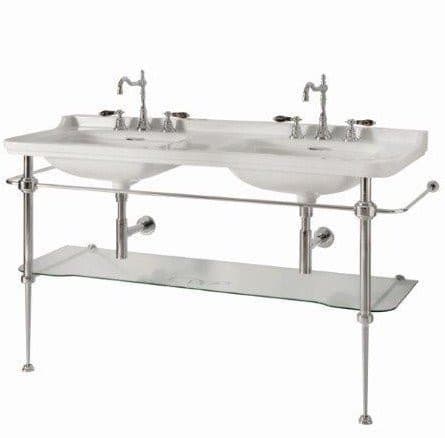 WALDORF podpora podwójnej umywalki 150 cm z półką szklaną, chrom
