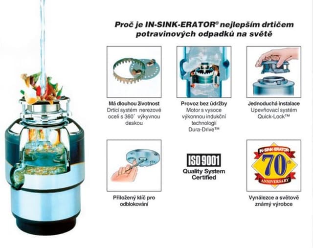 IN SINK rozdrabniacz odpadów kuchennych, 230V, 380W, włącznik pneumatyczny