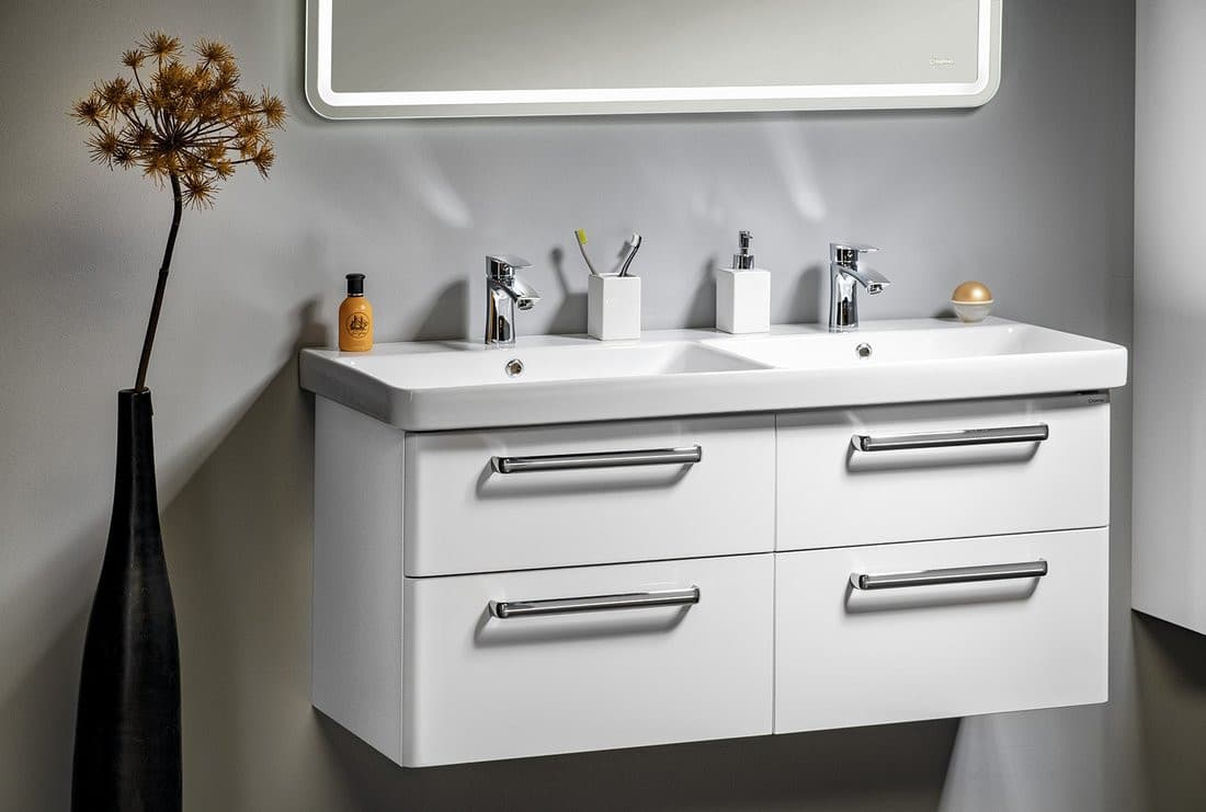 THEIA szafka umywalkowa podwójna 116x50x44,2cm, 4 szuflady, biała