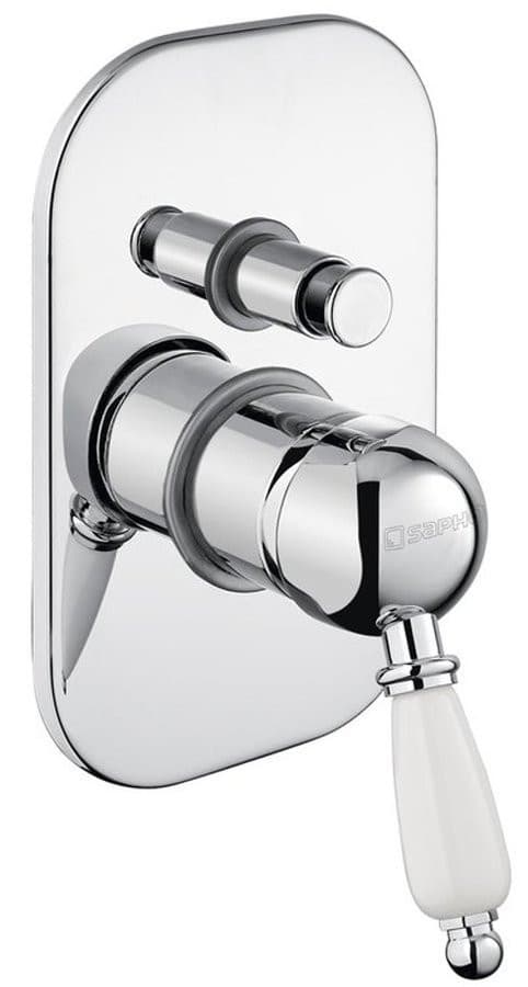 KIRKÉ WHITE bateria prysznicowa, podtynkowa, 2 wyjścia, uchwyt biały, chrom