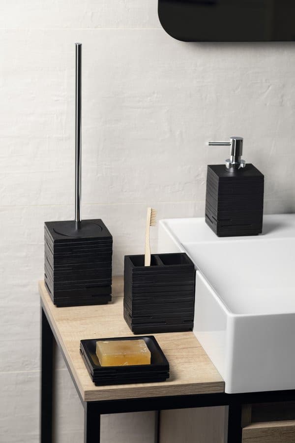 QUADROTTO kubek na szczoteczki do zębów, do postawienia, czarny