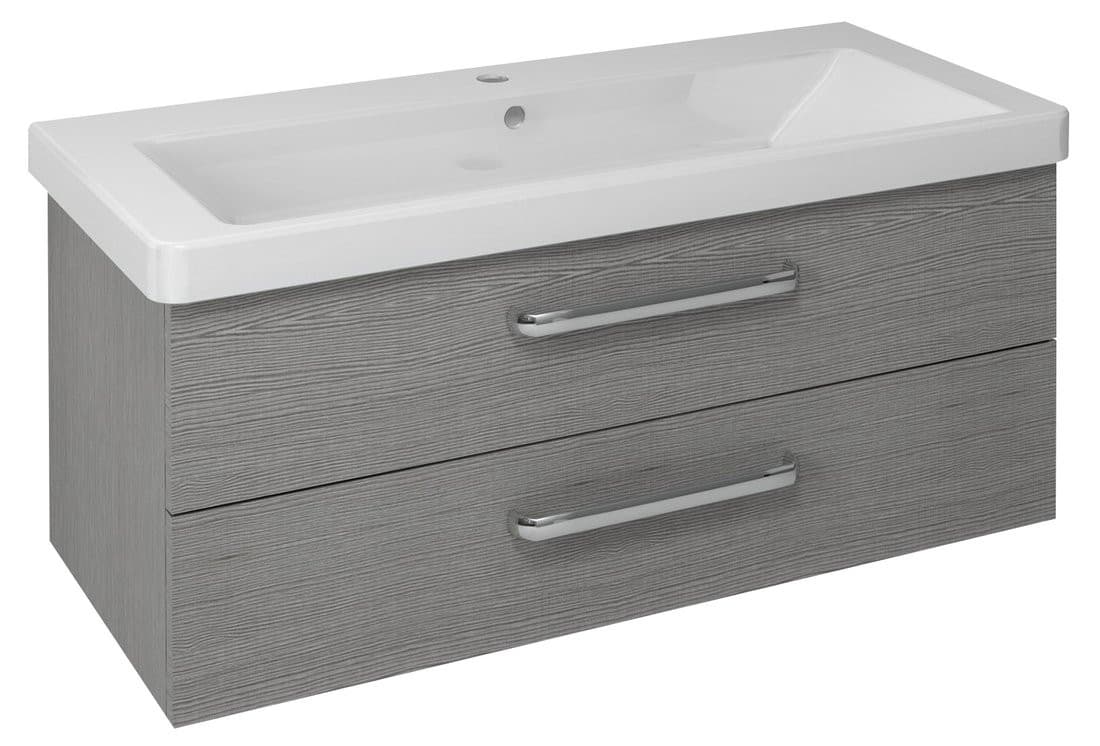 THEIA Szafka umywalkowa 101,4x43,5x44,2cm, 2 szuflady, dąb srebrny