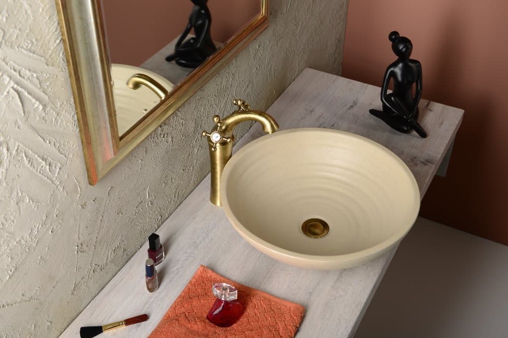 ANTEA bateria umywalkowa wysoka z odpływem, wysokość 245mm, brąz