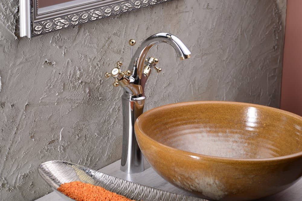 ANTEA bateria umywalkowa wysoka z odpływem, wysokość 300mm, chrom/złoto