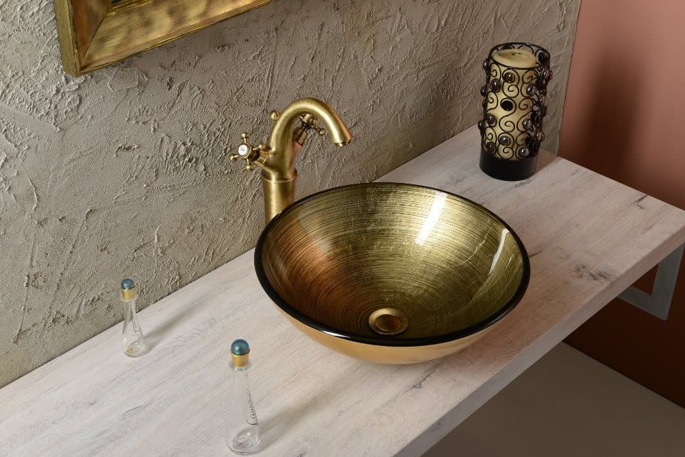 ANTEA bateria umywalkowa wysoka z odpływem, wysokość 300mm, brąz