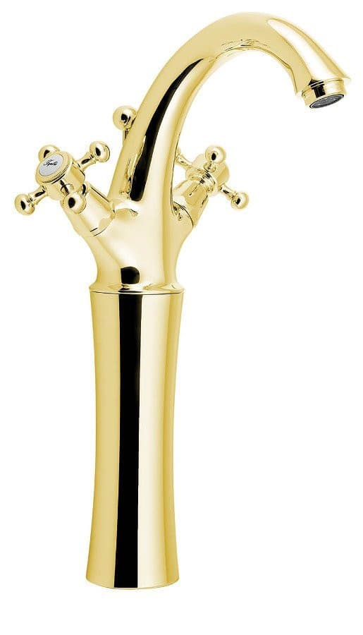 ANTEA bateria umywalkowa wysoka z odpływem, wysokość 300mm, złoto