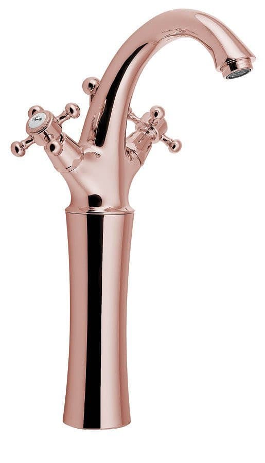 ANTEA bateria umywalkowa wysoka z odpływem, wysokość 300mm, różowe złoto