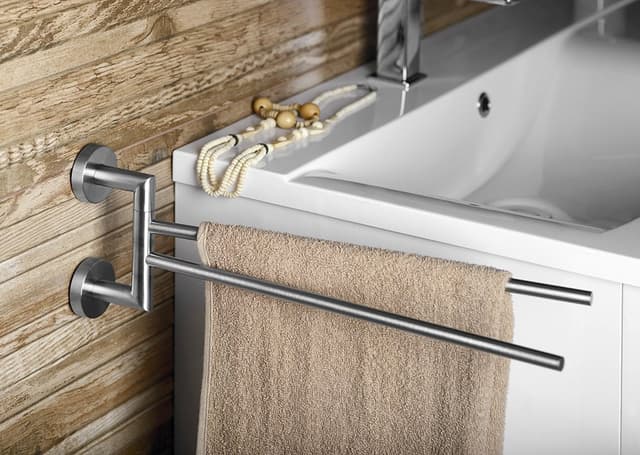 X-STEEL obrotowy wieszak na ręczniki podwójny 370mm, stal nierdzewna mat