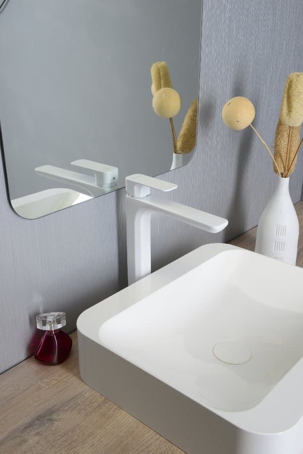 SPY Bateria umywalkowa wysoka z przedłużoną wylewką, biały mat